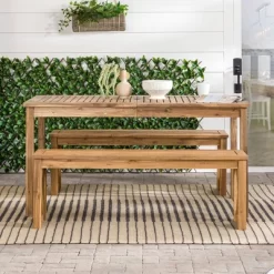 3pc Acacia Wood X Design Outdoor Patio Dining Set - Brown - Saracina Home -Quality Garden Outdoor Store GUEST 6d770303 bf3b 4b8f af2d 632862928d22