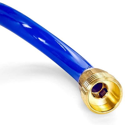 Camco 20' Self Coiling Water Hose With Brass Fittings And 1.5" ID For Marine Use, Cleaning, Car Washing And Gardening, Blue 4 Camco 20' Self Coiling Water Hose With Brass Fittings And 1.5" ID For Marine Use, Cleaning, Car Washing And Gardening, Blue - Image 4