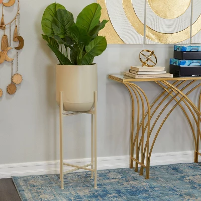 36" Wide Planter Modern Metal Planter Pot Beige - CosmoLiving By Cosmopolitan 2 36" Wide Planter Modern Metal Planter Pot Beige - CosmoLiving By Cosmopolitan - Image 2