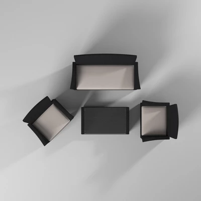 Barton 4-Pieces Outdoor Patio Set Rattan Conversation Sofa Sectional Set With Table, Black/Beige 3 Barton 4-Pieces Outdoor Patio Set Rattan Conversation Sofa Sectional Set With Table, Black/Beige - Image 3