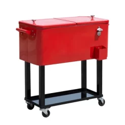 Outsunny 80 QT Rolling Cooling Bins Ice Chest On Wheels Outdoor Stand Up Drink Cooler Cart For Party -Quality Garden Outdoor Store GUEST 6fa8e99b 4369 4219 accc 565313b0e2ea