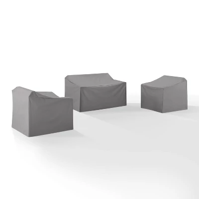 Crosley 3pc Furniture Cover Set, Loveseat And Two Chairs, Gray 3 Crosley 3pc Furniture Cover Set, Loveseat And Two Chairs, Gray - Image 3