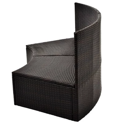 4pc Wicker Half-Moon Patio Set With Cushions - Brown/Beige - GODEER 14 4pc Wicker Half-Moon Patio Set With Cushions - Brown/Beige - GODEER - Image 14