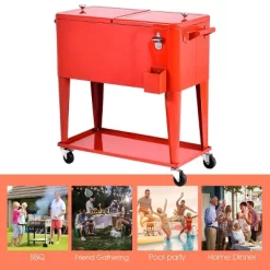 Costway 80-quart Cooler Beer Cart Outdoor Entertaining Rolling Party Steel Bar Bistro -Quality Garden Outdoor Store GUEST 709ffc5d b85b 4638 838f 05ee0eb3f3f3