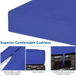 Costway 2PCS Patio Rattan Ottoman Cushioned Seat Foot Rest Coffee Table Furniture Garden Navy -Quality Garden Outdoor Store GUEST 70ac561b d8b3 4691 ba85 f21f1fca9da2