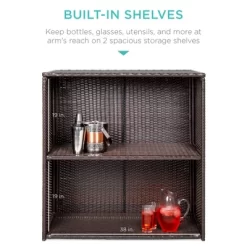 Best Choice Products 3-Piece All-Weather Wicker Bar Table Set For Patio, Backyard W/ 2 Stools, Glass Tabletop - Brown -Quality Garden Outdoor Store GUEST 70bfb54f faa0 4ccd 9d74 ed52bb7a94f3