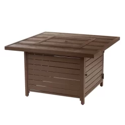 42" Square Aluminum 55000 BTUs Propane Contemporary Fire Table With 2 Covers - Oakland Living