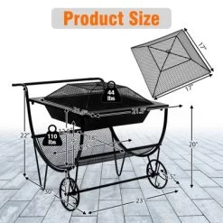 Tangkula 21.5" Fire Pit & Firewood Log Rack Outdoor Square Firepit & Firewood Holder With Spark Screen Rolling Wheels 12 Tangkula 21.5" Fire Pit & Firewood Log Rack Outdoor Square Firepit & Firewood Holder With Spark Screen Rolling Wheels -Quality Garden Outdoor Store GUEST 7123ef16 6a16 499b a665 c76608c850e6