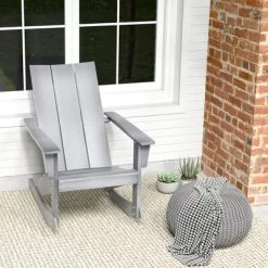 Costway Patio Adirondack Rocking Chair All Weather HDPE Porch Rocker 330lbs Grey Outdoor -Quality Garden Outdoor Store GUEST 714042ee 38f0 49bd a3ec 9db20e5b3248