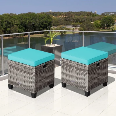 Costway 2PCS Patio Rattan Cushioned Ottoman Seat Foot Rest Table 13 Costway 2PCS Patio Rattan Cushioned Ottoman Seat Foot Rest Table - Image 13
