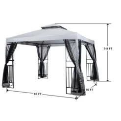 SUGIFT 10' X 10' Outdoor Patio Gazebo Canopy With Mesh Netting Sidewalls And Steel Frame - Light Gray 11 SUGIFT 10' X 10' Outdoor Patio Gazebo Canopy With Mesh Netting Sidewalls And Steel Frame - Light Gray -Quality Garden Outdoor Store GUEST 72236d8f 9d95 47df 933e f565c6081500