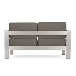 Cape Coral 5pc Aluminum And MGO Seating Set With Fire Table Khaki/Light Gray - Christopher Knight Home -Quality Garden Outdoor Store GUEST 72369f1a e599 4d30 93cb 877b6f8ed328