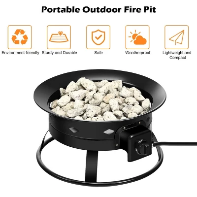 Costway Portable Fire Pit Outdoor 58,000 BTU Propane Patio Lava Rocks Camping Events 7 Costway Portable Fire Pit Outdoor 58,000 BTU Propane Patio Lava Rocks Camping Events - Image 7