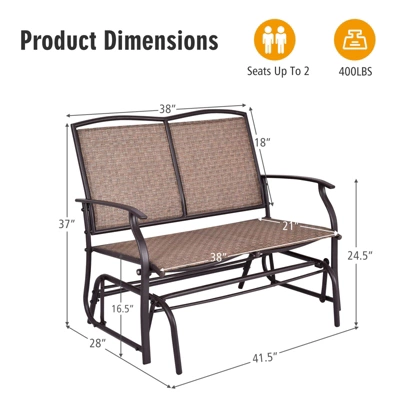 Costway Patio Glider Rocking Bench Double 2 Person Chair Loveseat Armchair Backyard 2 Costway Patio Glider Rocking Bench Double 2 Person Chair Loveseat Armchair Backyard - Image 2