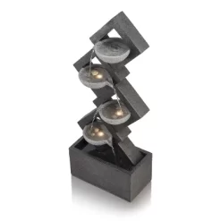 39" Resin Indoor/Outdoor Soothing 4-Tier Zen Fountain With LED Lights Gray - Alpine Corporation -Quality Garden Outdoor Store GUEST 734f3384 1426 4fad a687 272a3961eed3