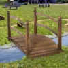 Outsunny 4.7' Garden Bridge, Arc Wood Footbridge, Decorative Pond Bridge With Side Rails