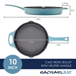 Rachael Ray Premium RUST-RESISTANT Cast Iron Skillet 10" Agave Blue -Quality Garden Outdoor Store GUEST 7391790f 9e6a 4b06 8e89 ce594acd1c99