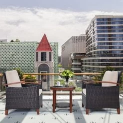 Costway 3PCS Patio Wicker Sofa Set Acacia Wood Frame With Beige &Turquoise Cushion Covers 11 Costway 3PCS Patio Wicker Sofa Set Acacia Wood Frame With Beige &Turquoise Cushion Covers -Quality Garden Outdoor Store GUEST 73a78c93 5998 4149 bca5 2b09d53620ac