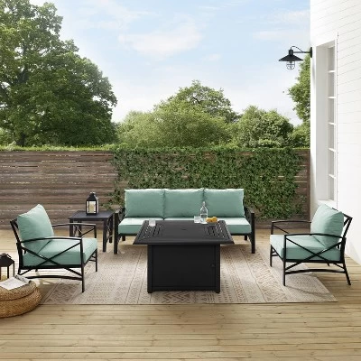 Kaplan 5pc Outdoor Sofa Set With Fire Table - Mist - Crosley 8 Kaplan 5pc Outdoor Sofa Set With Fire Table - Mist - Crosley - Image 8