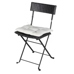 3pc Wicker Folding Outdoor Bistro Set With Cushions - Black/Beige - GODEER -Quality Garden Outdoor Store GUEST 746e1134 45ee 4ad5 a064 4b2d91bc596b