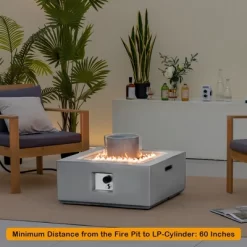 Costway 28'' Patio Fountain Fire Pit Table 50,000 BTU Square Propane Fire Pit WithPVC Cover -Quality Garden Outdoor Store GUEST 74befb72 ccab 4581 93cd d30f5bfaf167