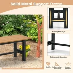 Costway 2PCS Outdoor HDPE Bench With Metal Frame 47'' X 14'' X 16'' For Yard Garden Brown/Black/Gray -Quality Garden Outdoor Store GUEST 7540dde0 8354 4ad4 926f a6509a6f5643