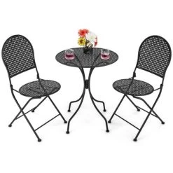 3pcs Patio Bistro Set Outdoor Conversation Furniture Table & Folding Chair -Quality Garden Outdoor Store GUEST 75cbca95 df33 4157 bb26 466602299020