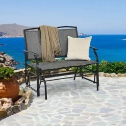 Costway Patio Glider Rocking Bench Double 2 Person Chair Loveseat Garden GreyBlack -Quality Garden Outdoor Store GUEST 76b07c62 7495 4c04 b495 7e04f0ff44ed