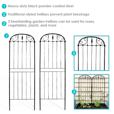 Sunnydaze Decor Sunnydaze Metal Wire Traditional Garden Trellis For Climbing Plants And Flowers - 32" H - Black - 2-Pack 4 Sunnydaze Decor Sunnydaze Metal Wire Traditional Garden Trellis For Climbing Plants And Flowers - 32" H - Black - 2-Pack - Image 4