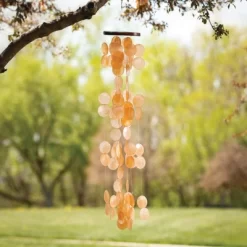 Woodstock Wind Chimes For Outside, Outdoor Decor, Garden And Patio Decor, Capiz Waterfall Wind Chime, 40'' Summer Marigold Wind Chimes (CWSM)