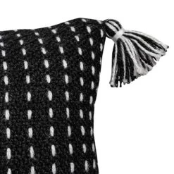Black With White Tick Stripe 12X46 Hand Woven Filled Outdoor Pillow - Foreside Home & Garden -Quality Garden Outdoor Store GUEST 77722649 2a5e 4448 9e90 958275b8cb48
