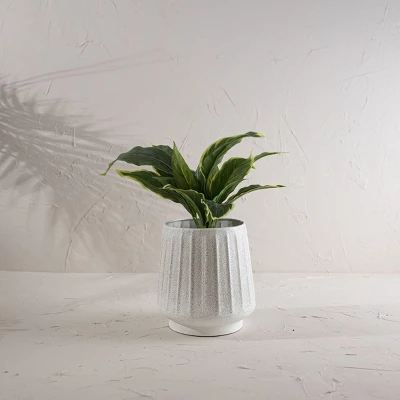 Fluted Sandy Planter White Metal - Foreside Home & Garden 1 Fluted Sandy Planter White Metal - Foreside Home & Garden