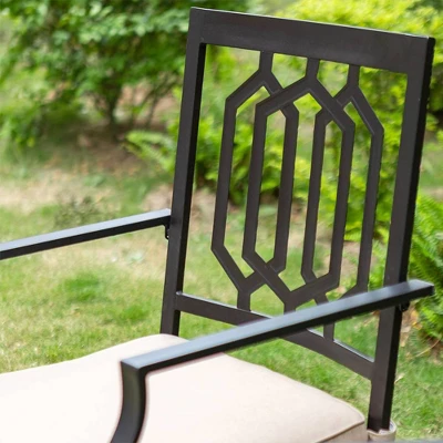 7pc Patio Dining Set With Rectangle Table With 2.6" Umbrella Hole & Padded Swivel Arm Chairs - Captiva Design 6 7pc Patio Dining Set With Rectangle Table With 2.6" Umbrella Hole & Padded Swivel Arm Chairs - Captiva Design - Image 6