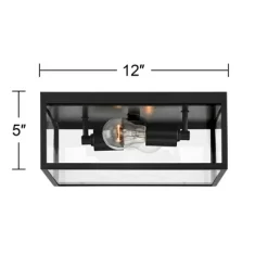 John Timberland Modern Outdoor Ceiling Light Fixture Matte Black 12" Clear Glass Panels Square Exterior House Porch Patio Outside -Quality Garden Outdoor Store GUEST 79277641 ad1f 4a5f baa9 e1fe4788d826