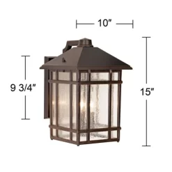 Kathy Ireland Sierra Craftsman Mission Outdoor Wall Light Fixture Rubbed Bronze 15" High Frosted Seeded Glass Panels For Post Exterior Barn Deck House -Quality Garden Outdoor Store GUEST 792f2f3d 8372 42f6 bad8 17d3d359ff04