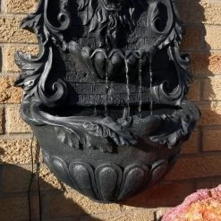 Sunnydaze Decor Sunnydaze 30"H Solar-Powered With Battery Pack Polyresin Stoic Courage Lion Head Outdoor Wall-Mount Fountain -Quality Garden Outdoor Store GUEST 795e7d2d 0d1f 4b45 8652 51214d2dd83a