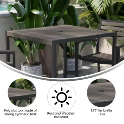 Flash Furniture Lark Outdoor Dining Table With Synthetic Gray Wash Teak Poly Slats - 35" Square Steel Framed Restaurant Table With Umbrella Hole 10 Flash Furniture Lark Outdoor Dining Table With Synthetic Gray Wash Teak Poly Slats - 35" Square Steel Framed Restaurant Table With Umbrella Hole -Quality Garden Outdoor Store GUEST 798b1981 458c 4c7a 96d6 816303203ae8