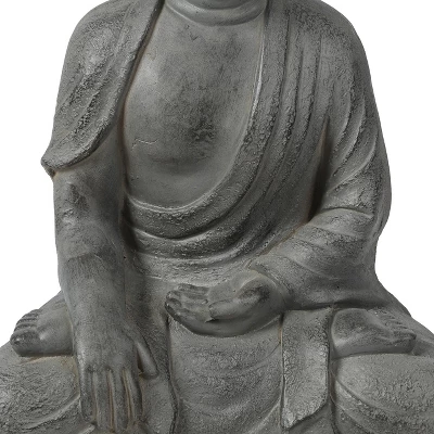 LuxenHome 16.1" Gray MgO Enlightened Buddha Garden Statue 5 LuxenHome 16.1" Gray MgO Enlightened Buddha Garden Statue - Image 5