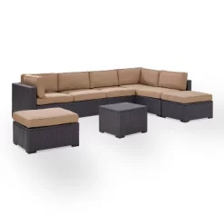 Biscayne 6pc Outdoor Wicker Sectional Set - Mocha - Crosley -Quality Garden Outdoor Store GUEST 7a19165f a499 4a37 a236 0bc8c457172b