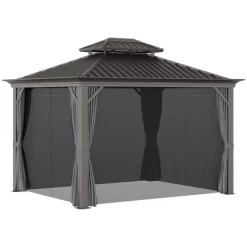 Outsunny Patio Gazebo 10' X 12', Netting & Curtains, 2 Tier Double Vented Steel Roof, Hardtop, Ceiling Hooks, Rust Proof Aluminum, Gray 7 Outsunny Patio Gazebo 10' X 12', Netting & Curtains, 2 Tier Double Vented Steel Roof, Hardtop, Ceiling Hooks, Rust Proof Aluminum, Gray -Quality Garden Outdoor Store GUEST 7ad8841c 3dec 4ff2 9ab5 23ef303cf76c