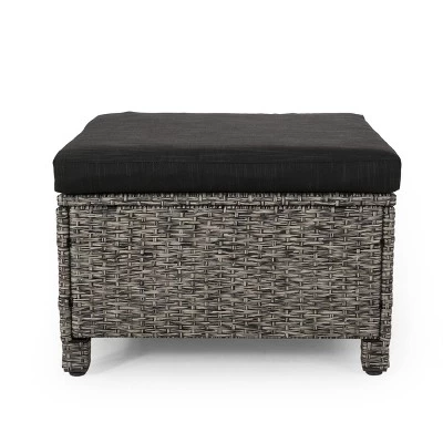 Puerta 2pk Outdoor Wicker Ottomans With Cushions - Black/Dark Gray - Christopher Knight Home 7 Puerta 2pk Outdoor Wicker Ottomans With Cushions - Black/Dark Gray - Christopher Knight Home - Image 7