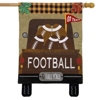 Briarwood Lane Football Truck Burlap Fall House Flag Pickup Sport 1 Briarwood Lane Football Truck Burlap Fall House Flag Pickup Sport