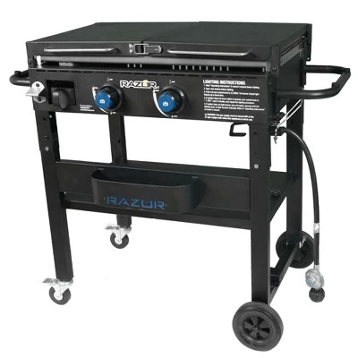 Razor Griddle Portable 2-Burner 30,000 BTU Gas Flattop Grill & Griddle Combo Cart With Foldable Side Shelves, Paper Towel And Condiment Holder, Black 4 Razor Griddle Portable 2-Burner 30,000 BTU Gas Flattop Grill & Griddle Combo Cart With Foldable Side Shelves, Paper Towel And Condiment Holder, Black - Image 4