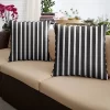 2pk Square Sunbrella Stripe Indoor Outdoor Corded Throw Pillows Black/White