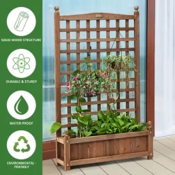 Costway Solid Wood Planter Box With Trellis Weather-Resistant Outdoor 25''x11''x48'' -Quality Garden Outdoor Store GUEST 7d184561 68aa 4c15 bae3 eed1f183db6d