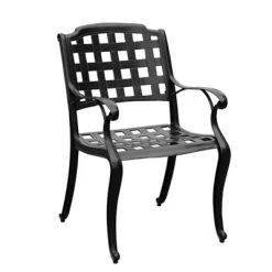 9pc Outdoor Dining Set With 84" Modern Ornate Mesh Aluminum Large Rectangular Table & Checker Chairs - Black - Oakland Living -Quality Garden Outdoor Store GUEST 7d6f2426 5c76 4828 b6b1 b7086ee9c297