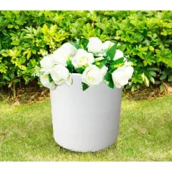Rosemead Home & Garden, Inc. 10" Wide Kante Lightweight Modern Concrete Outdoor Planter Pot Pure White -Quality Garden Outdoor Store GUEST 7dae6e2c 2107 46fd 90e7 509fbc402cd4