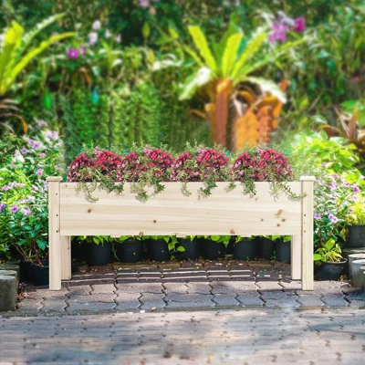 Tangkula Outdoor Wood Planter Raised Garden Bed Elevated Planter Box Kit With Four Holes For Backyard Patio 3 Tangkula Outdoor Wood Planter Raised Garden Bed Elevated Planter Box Kit With Four Holes For Backyard Patio - Image 3