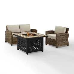 Crosley 3pc Bradenton Steel Outdoor Patio Fire Pit Furniture Set Tan/Brown -Quality Garden Outdoor Store GUEST 7e103efb 5d47 4307 aee7 033719074ab0