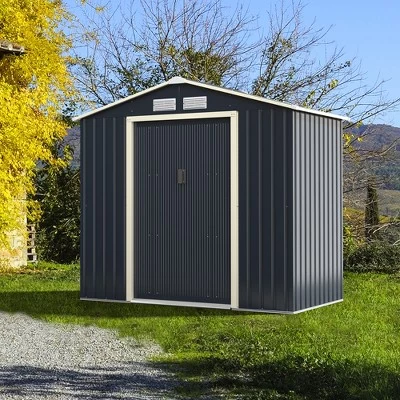 Costway Metal Storage Shed For Garden And Tools W/Sliding Double Lockable Doors 9 Costway Metal Storage Shed For Garden And Tools W/Sliding Double Lockable Doors - Image 9